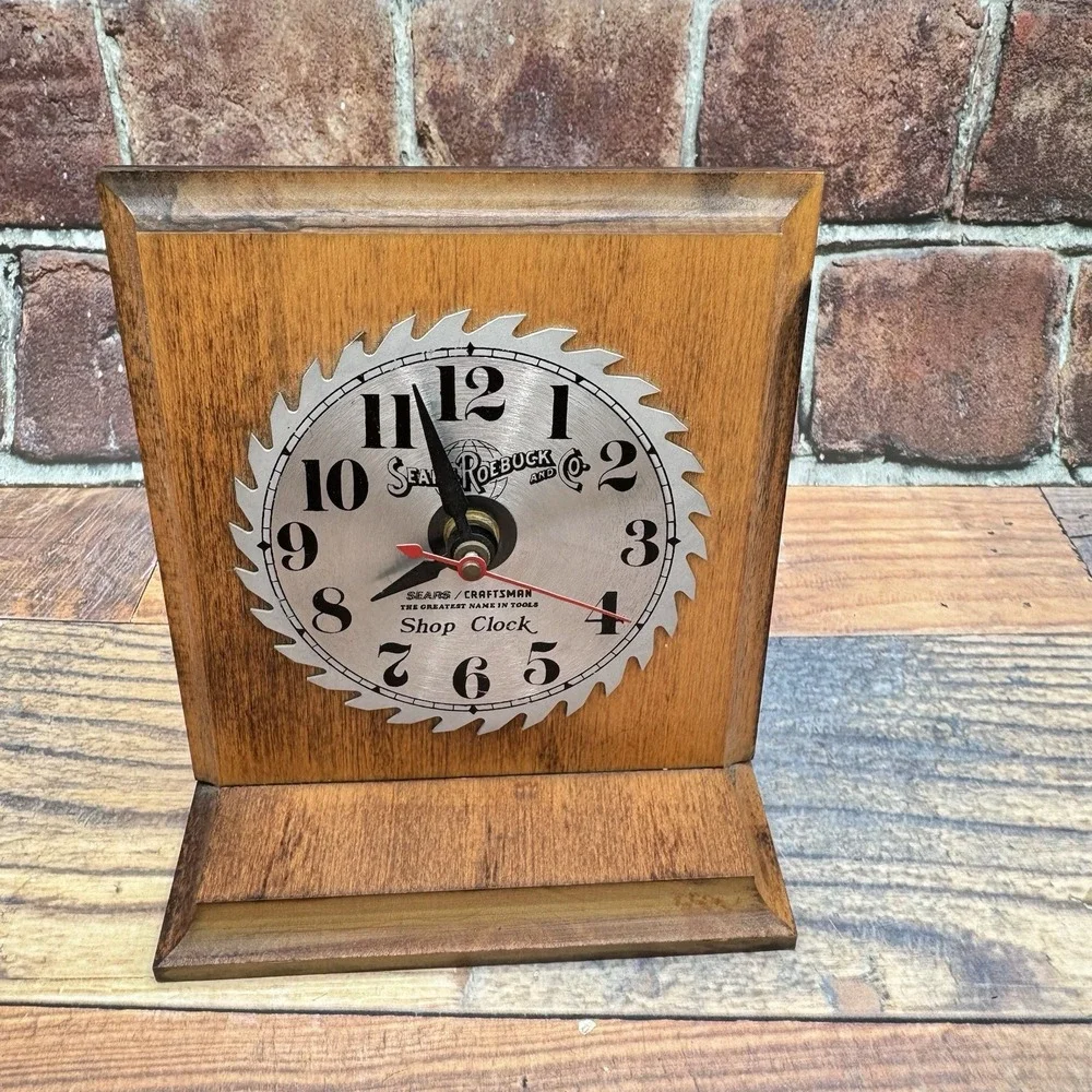 Craftsman Shop Clock Sears Roebuck Saw Blade Metal Wood MCM Vintage Tested